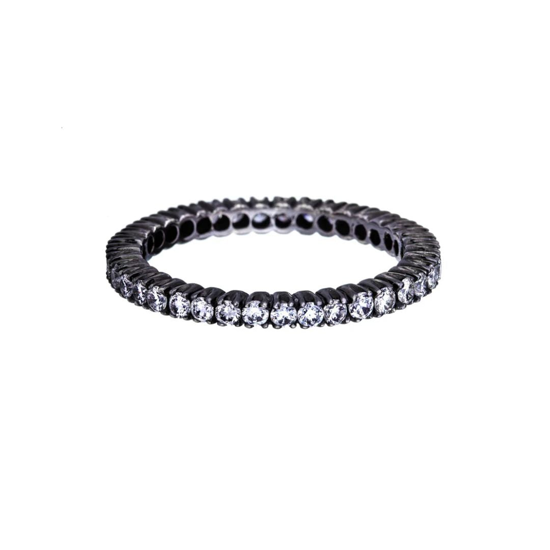 Prong White Diamond Band in Blackened Gold