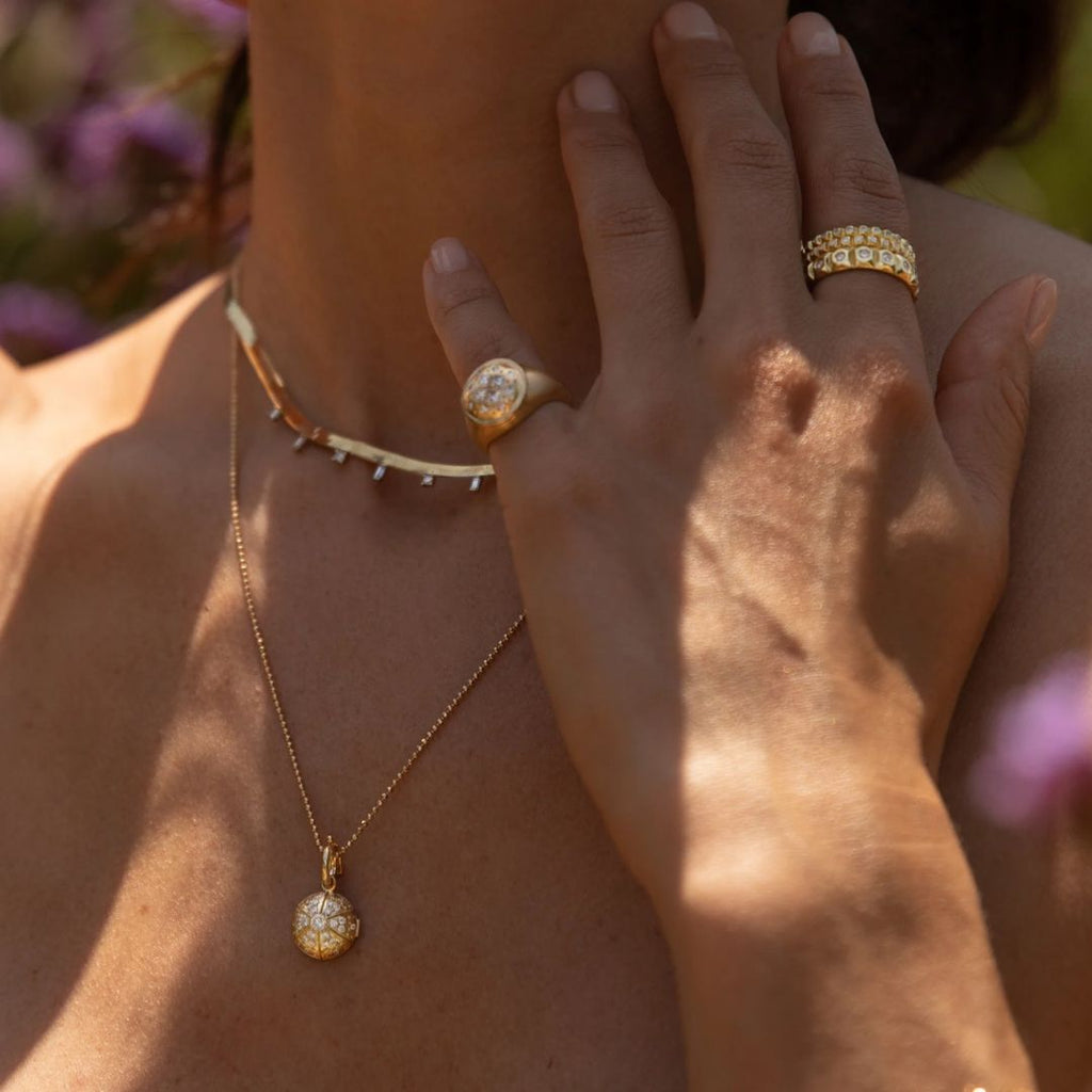 Diamond Locket Necklace in Yellow Gold