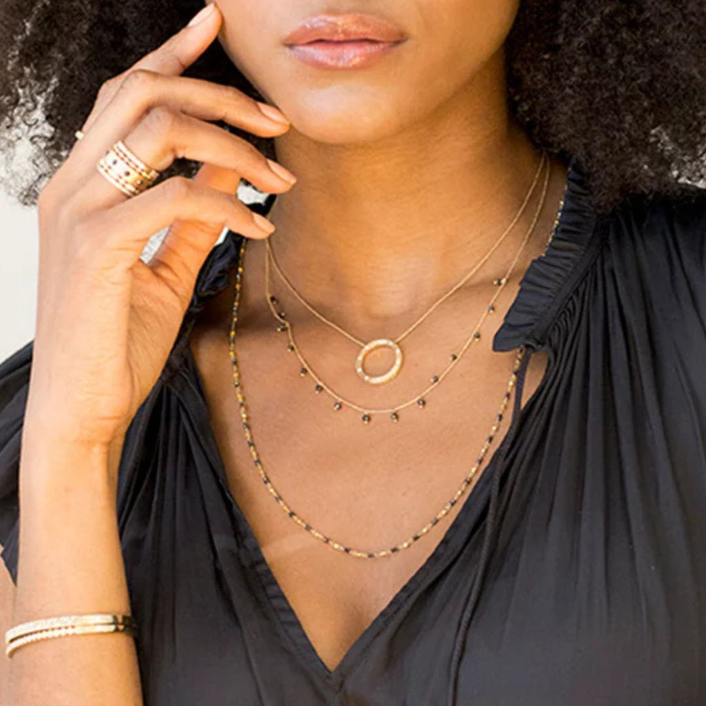Adeline Black Diamond Chain in Yellow Gold