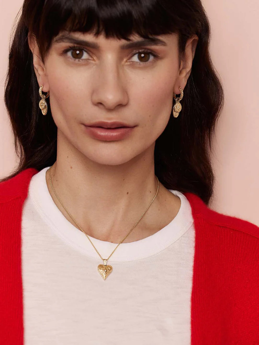 Small Southwestern Heart Charm in Yellow Gold