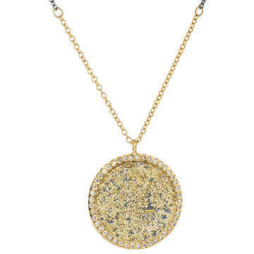 Sol Burst Necklace in Yellow Gold and Oxidized Argentium Silver