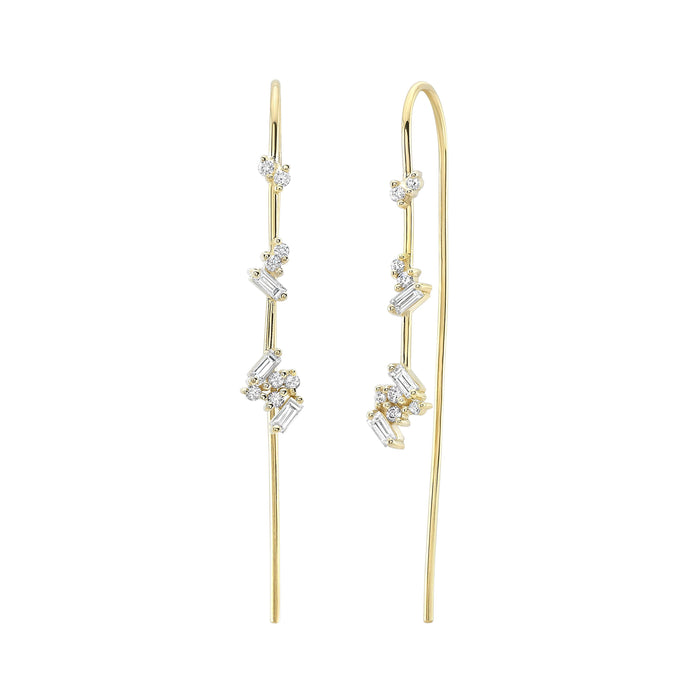 Luxe Diamond Threader Earrings in Yellow Gold