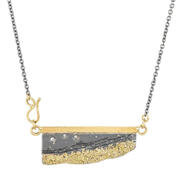 Strata Necklace in Yellow gold and Oxidized Argentium Silver