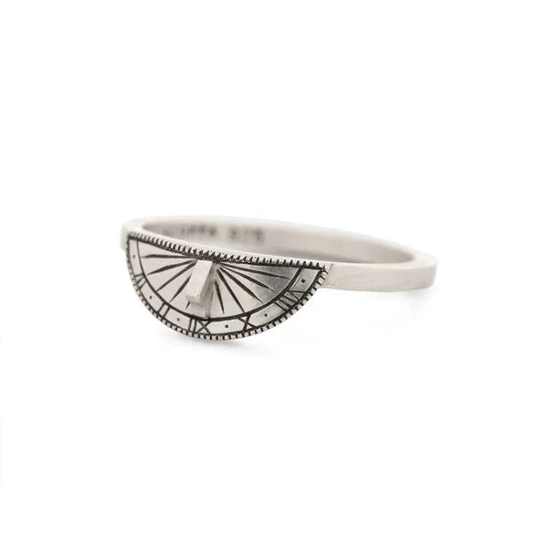 Sundial Roman Numeral Stacker Ring in Sterling Silver