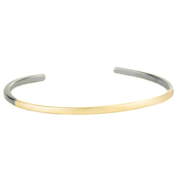 Sunshine Skinny Cuff in Yellow Gold and Oxidized Argentium Silver