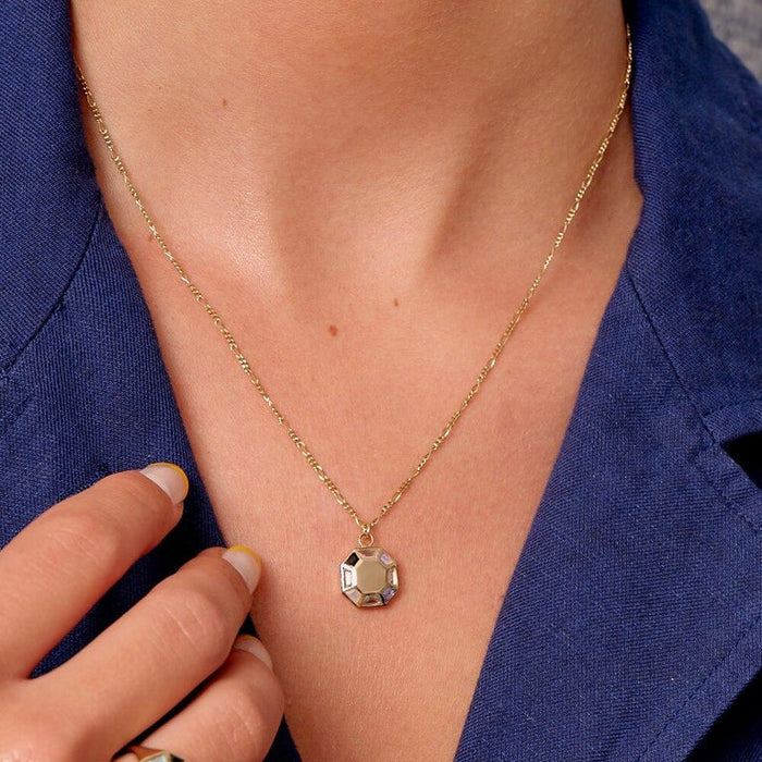 Pastel Octagon Pendant Necklace in Yellow Gold