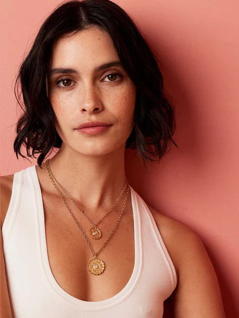 Large Raised Gold Ti Voglio Bene Aquamarine Charm in Yellow Gold