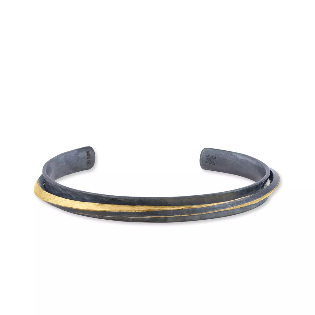 Twist Cuff in Oxidized Sterling Silver and Yellow Gold