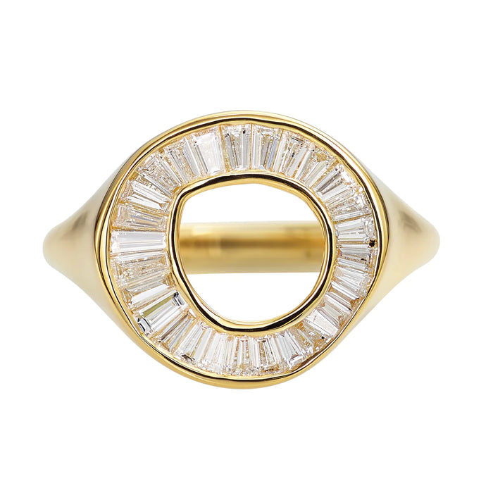 Tapered Baguette Diamond Sphere Ring