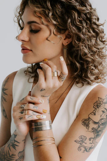 Twilight Cuff in Yellow Gold and Oxidized Argentium Silver