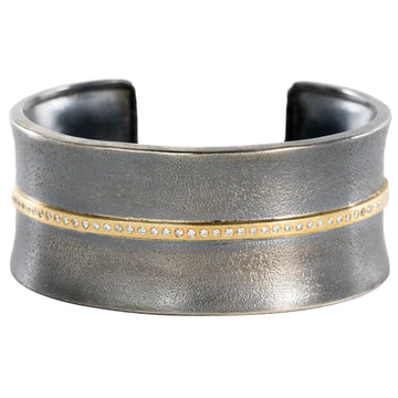 Twilight Cuff in Yellow Gold and Oxidized Argentium Silver