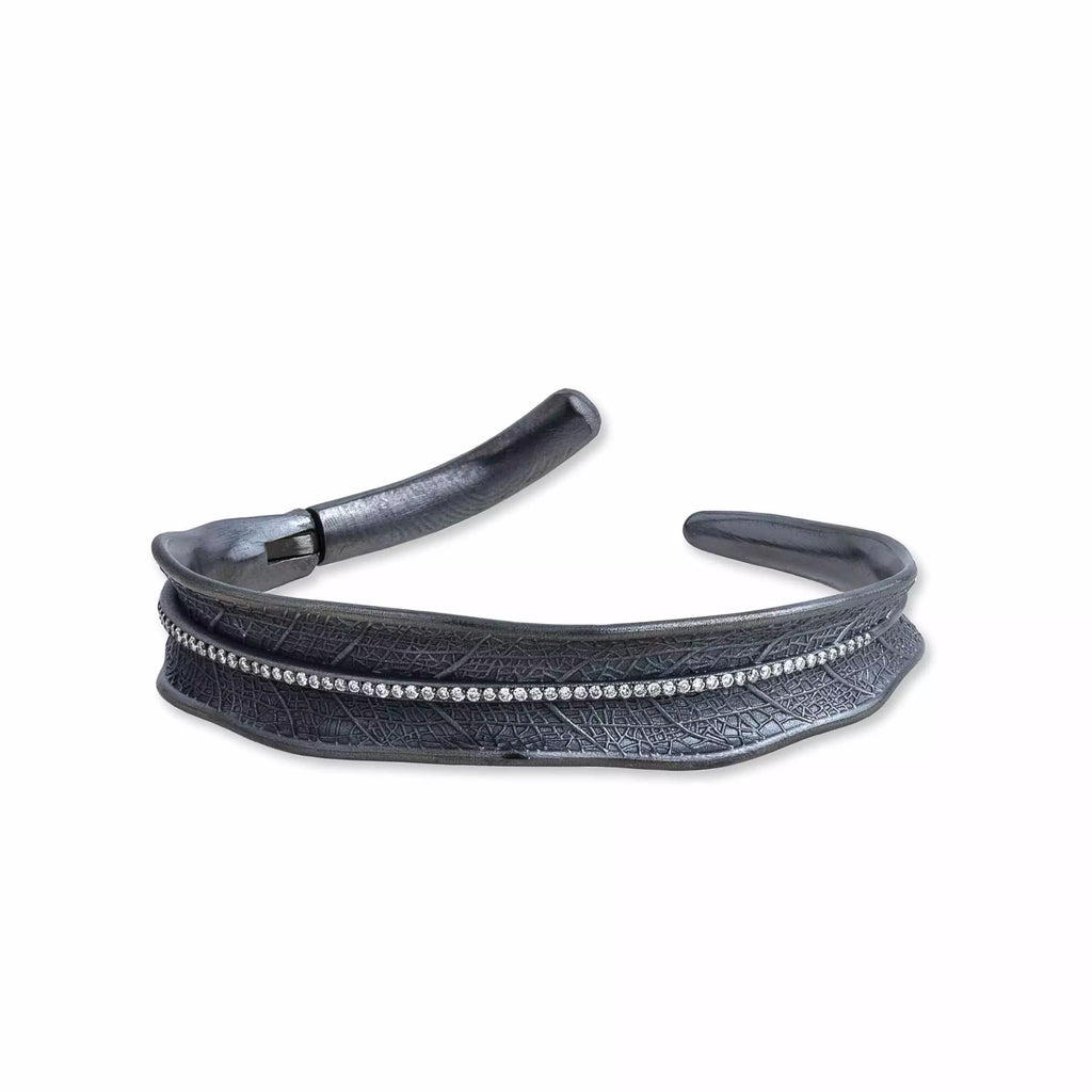 Willow Open Kick Cuff Bracelet in Oxidized Sterling Silver