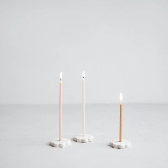 Ceramic Fleur Wishing Candle Holder in Matte White