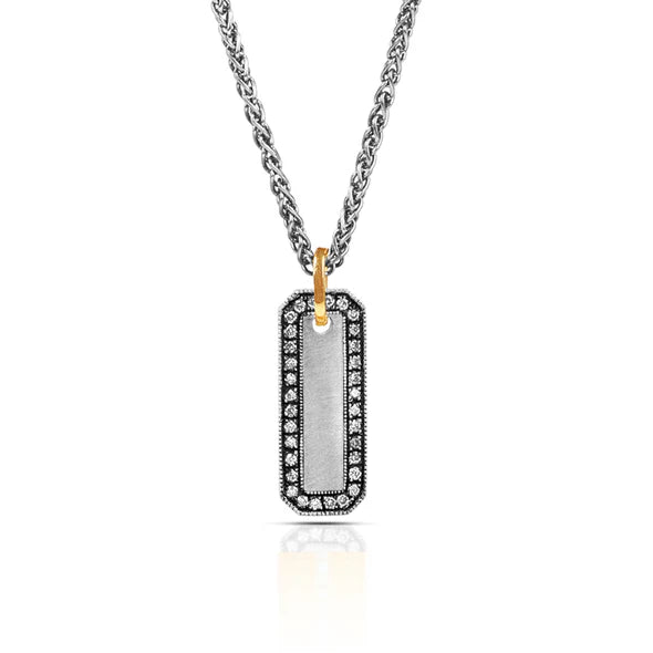 Wren Mini Bar Pendant in Vintage Finish Sterling Silver