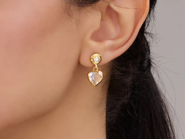 Romance Moonstone Drop Earrings in Yellow Gold