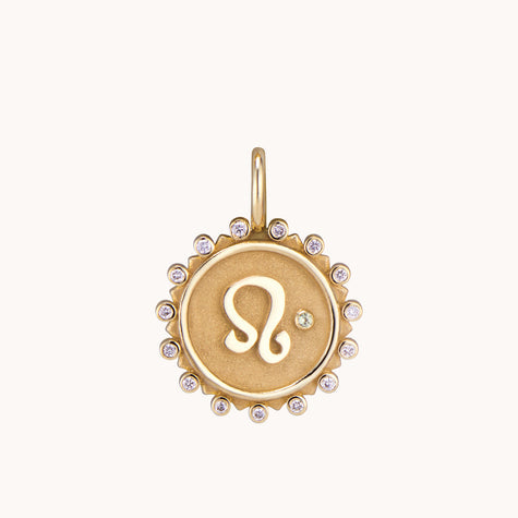 Zodiac Leo Diamond Pendant in Yellow Gold