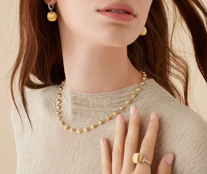 Africa Bead Necklace in Yellow Gold