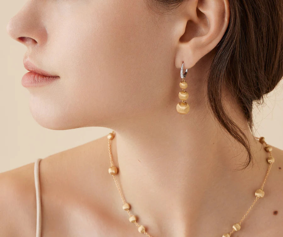 Africa Graduated Drop Earrings with Diamond Clip