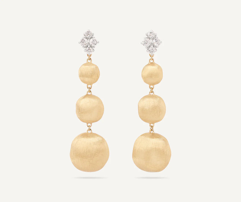 Africa Graduated Diamond Drop Earrings in Yellow Gold