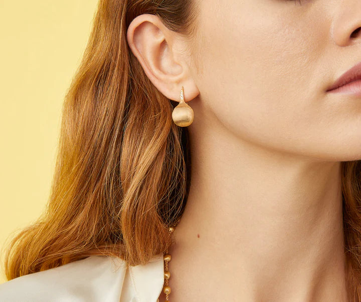 Africa Diamond Bead Earrings in Yellow Gold