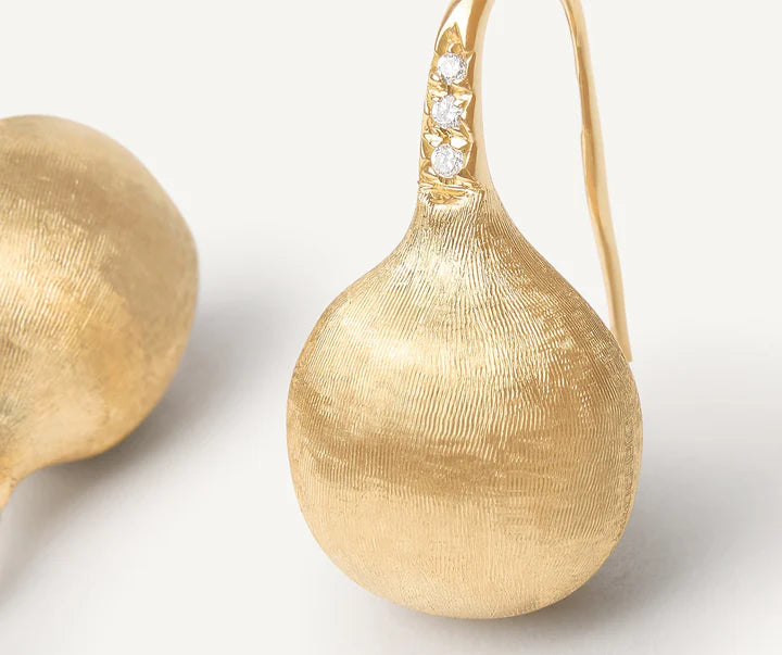 Africa Diamond Bead Earrings in Yellow Gold