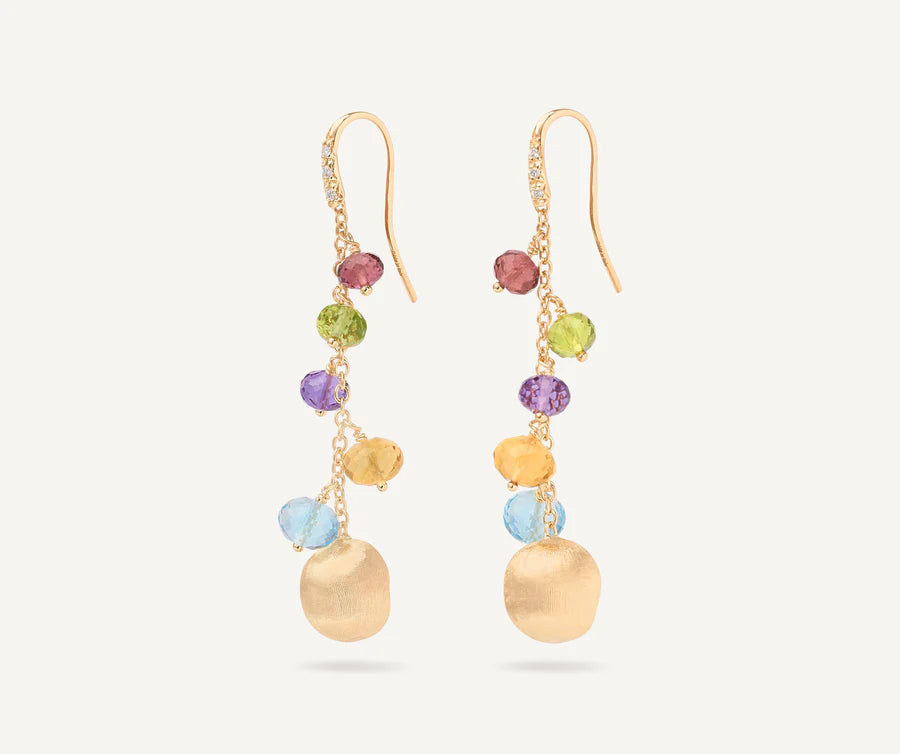 Africa Mixed Gemstone Earrings in Yellow Gold