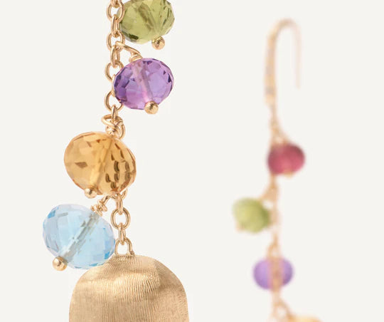 Africa Mixed Gemstone Earrings in Yellow Gold