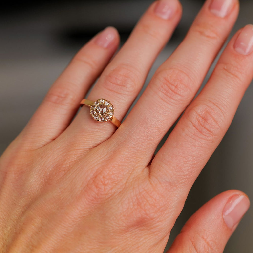 Venus Champagne Rose Cut Diamond Rose Gold Ring