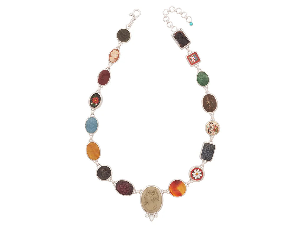 Antiquities One-of-a-Kind Couture Silver Mixed Artifacts & Gemstones Rivière Link Necklace
