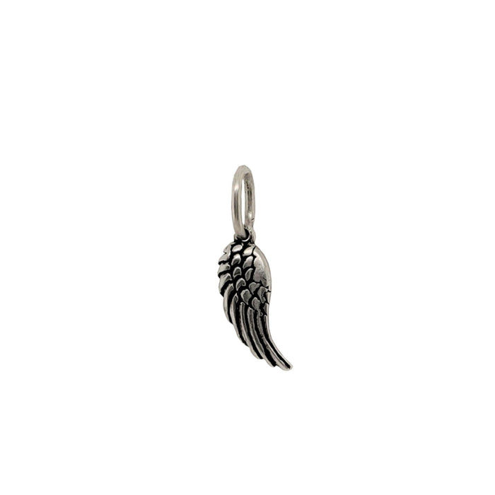Tiny Feathered Wing Charm in Sterling Silver