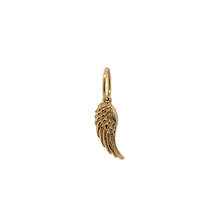 Tiny Feathered Wing Charm in Yellow Gold