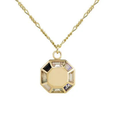 Pastel Octagon Pendant Necklace in Yellow Gold
