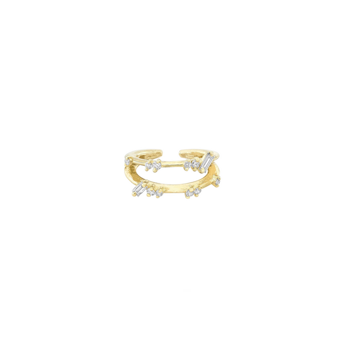 Diamond Double Earcuff in Yellow Gold