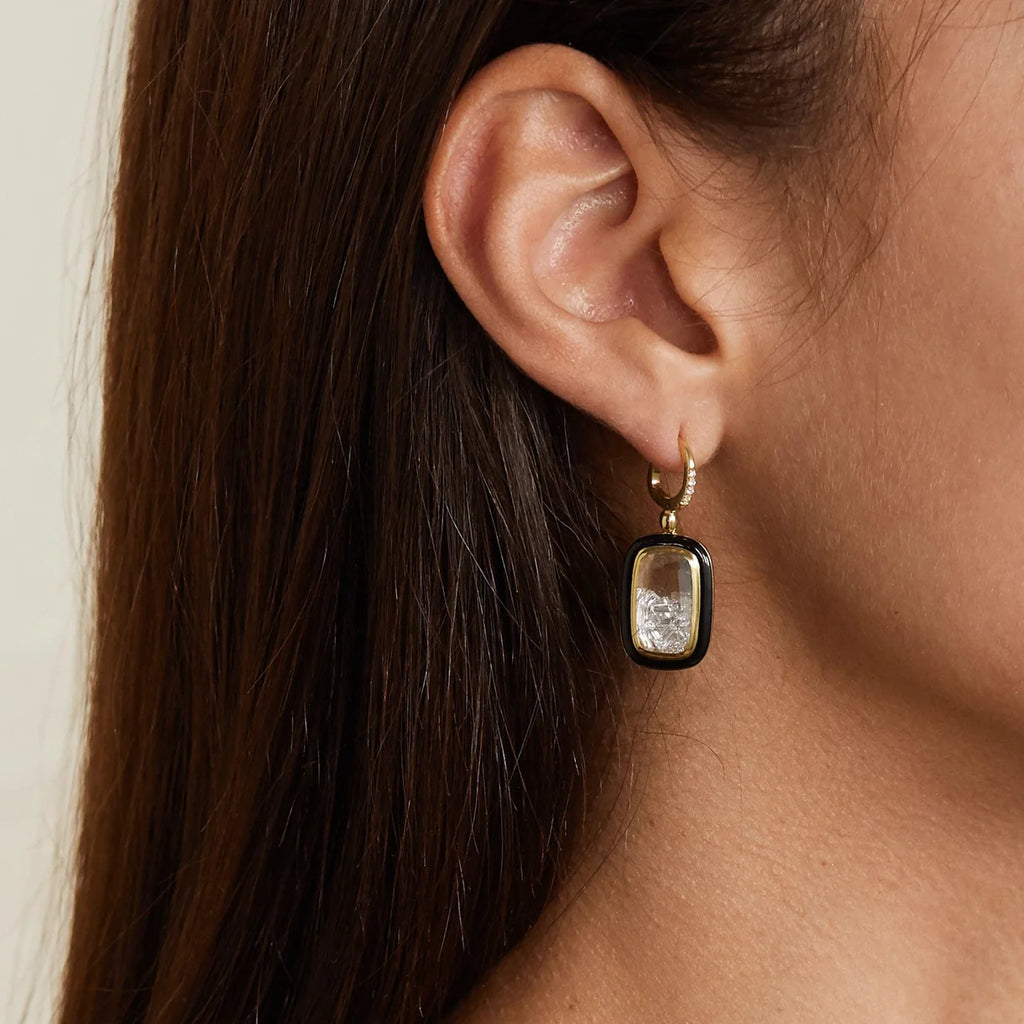 Ventana Reversible Enamel Earrings in Yellow Gold