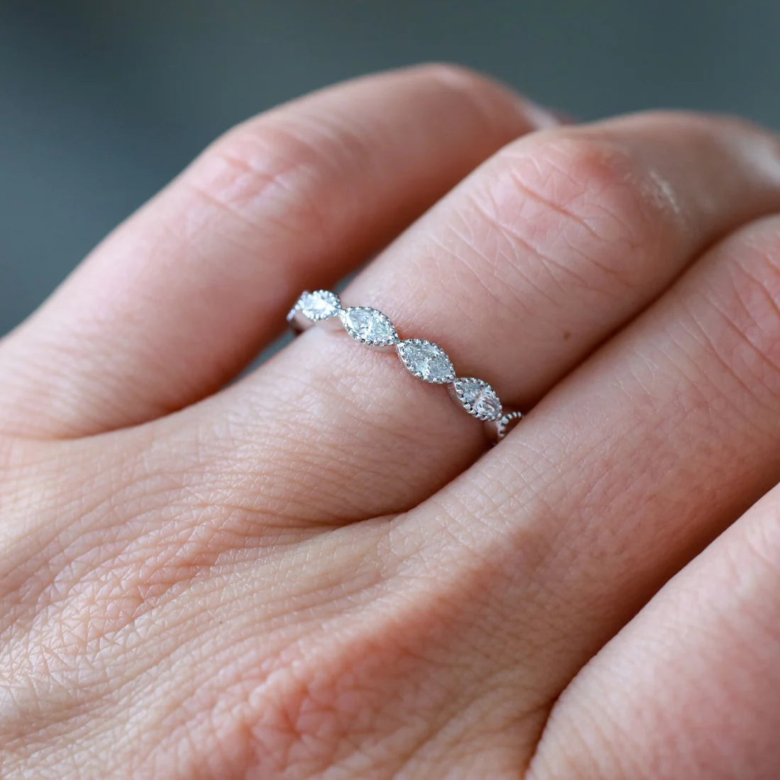 Maria White Diamond Band in White Gold