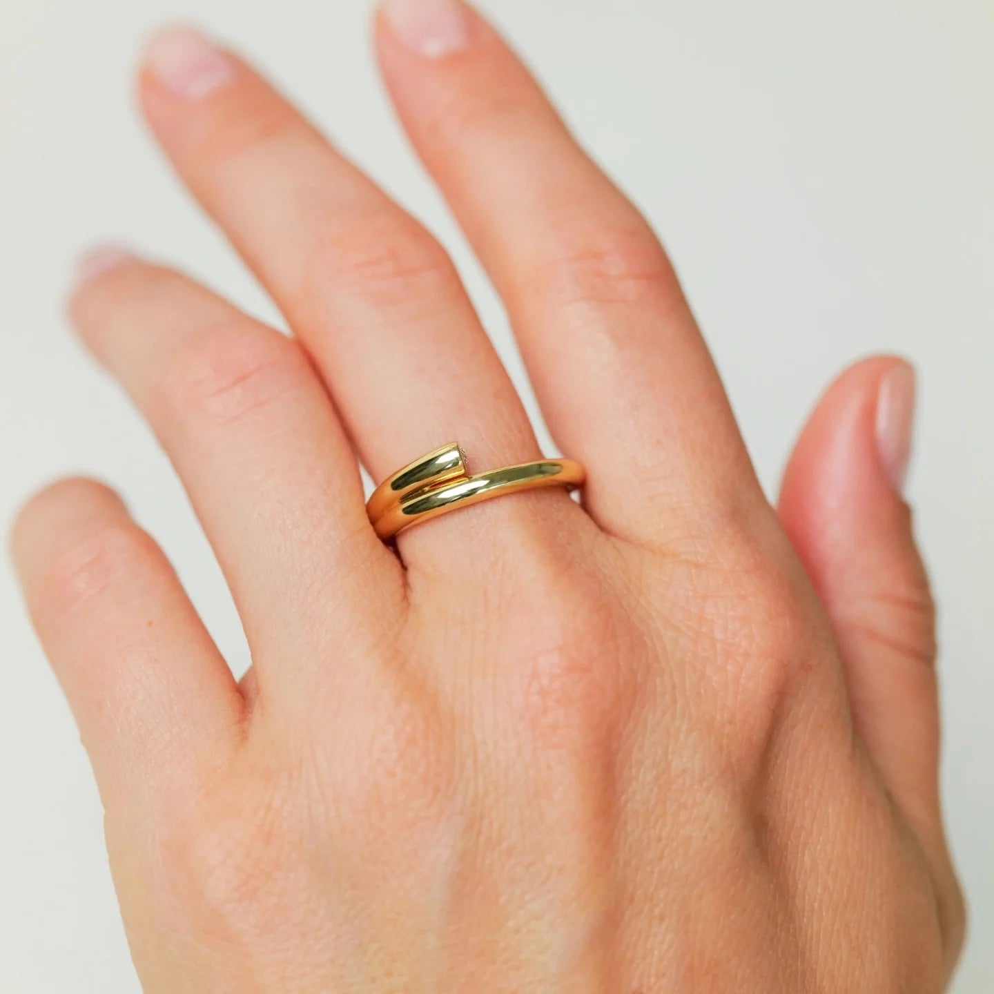 Embrace Single White Diamond Band in Yellow Gold