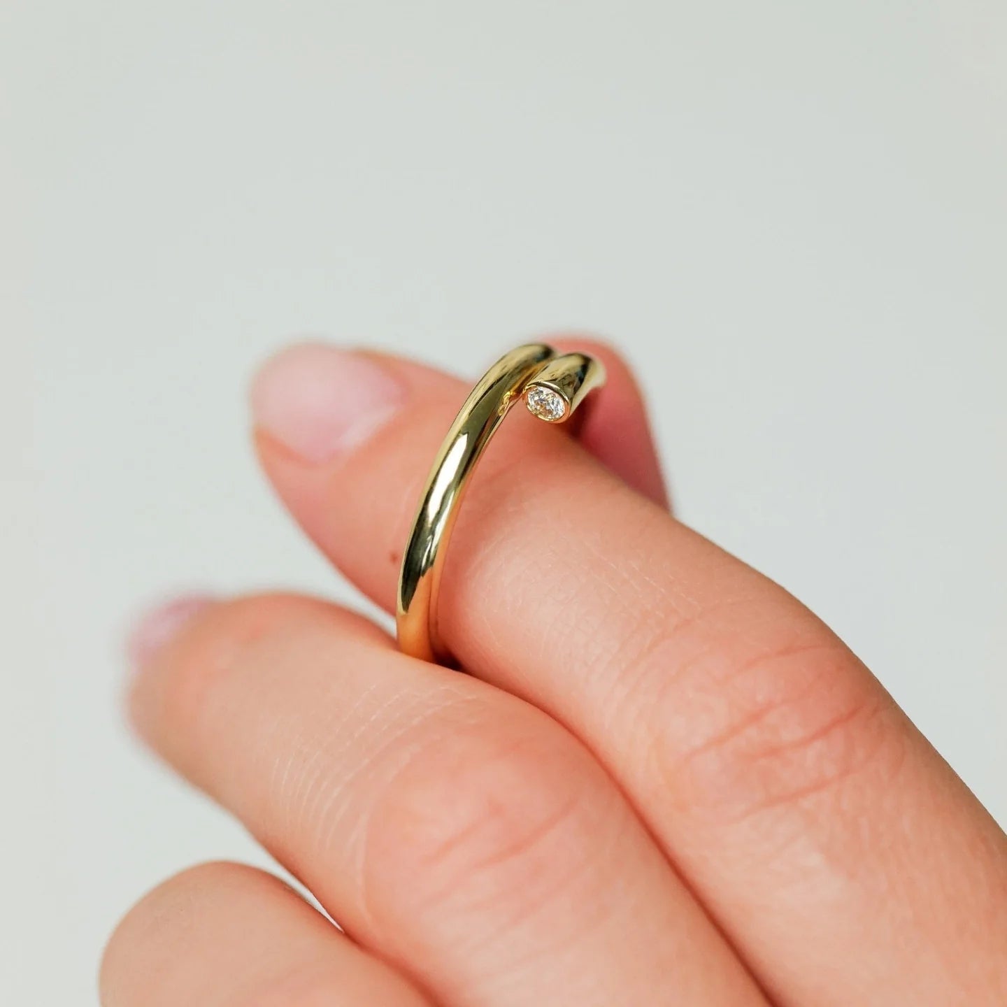 Embrace Single White Diamond Band in Yellow Gold