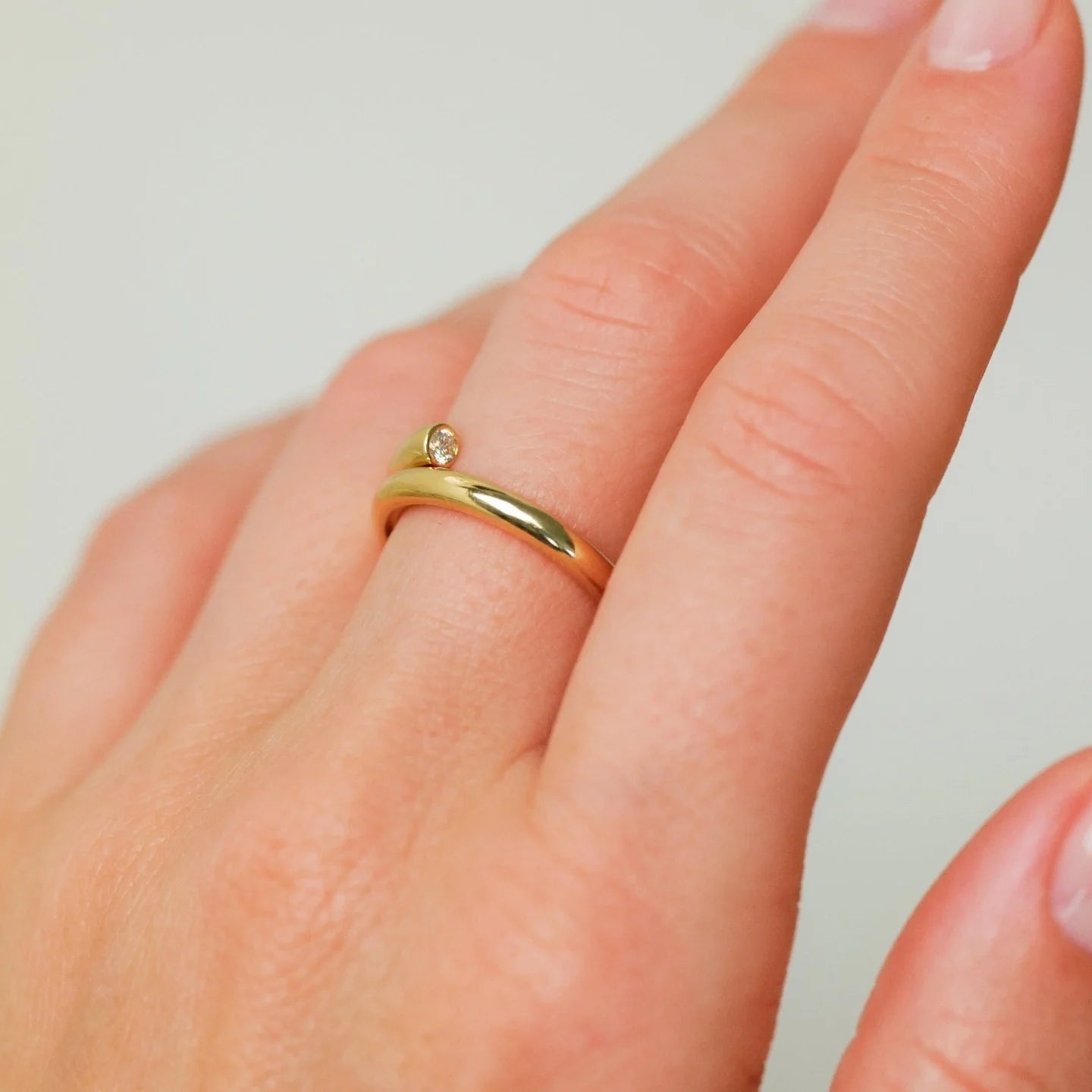 Embrace Single White Diamond Band in Yellow Gold