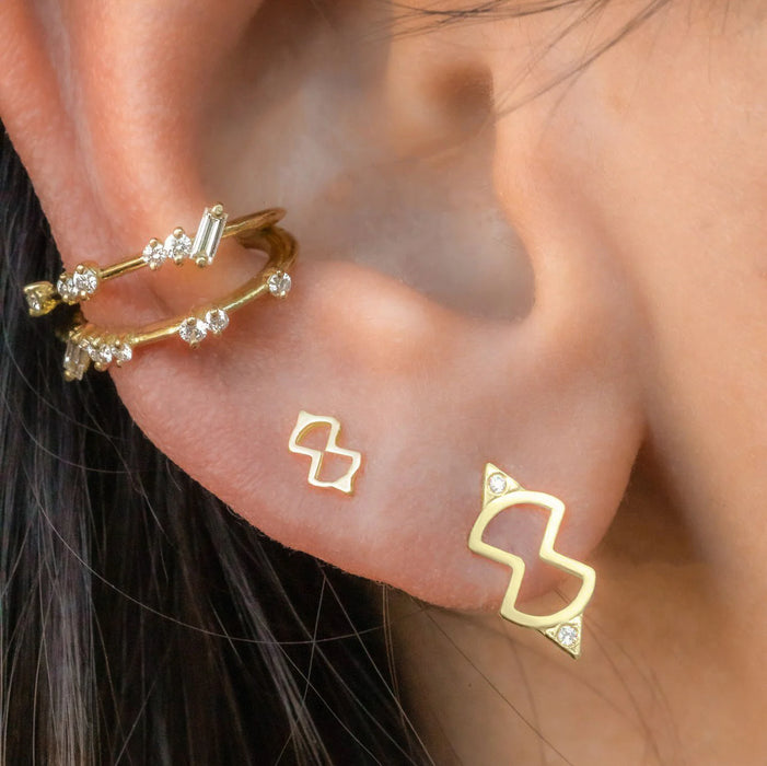 Diamond Double Earcuff in Yellow Gold