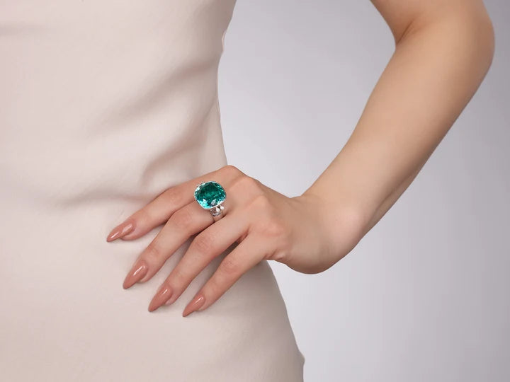 Sapphire Center Stone Cocktail Ring in Couture Silver