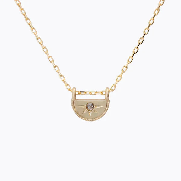 Half Moon Luna Diamond Pendant in Yellow Gold