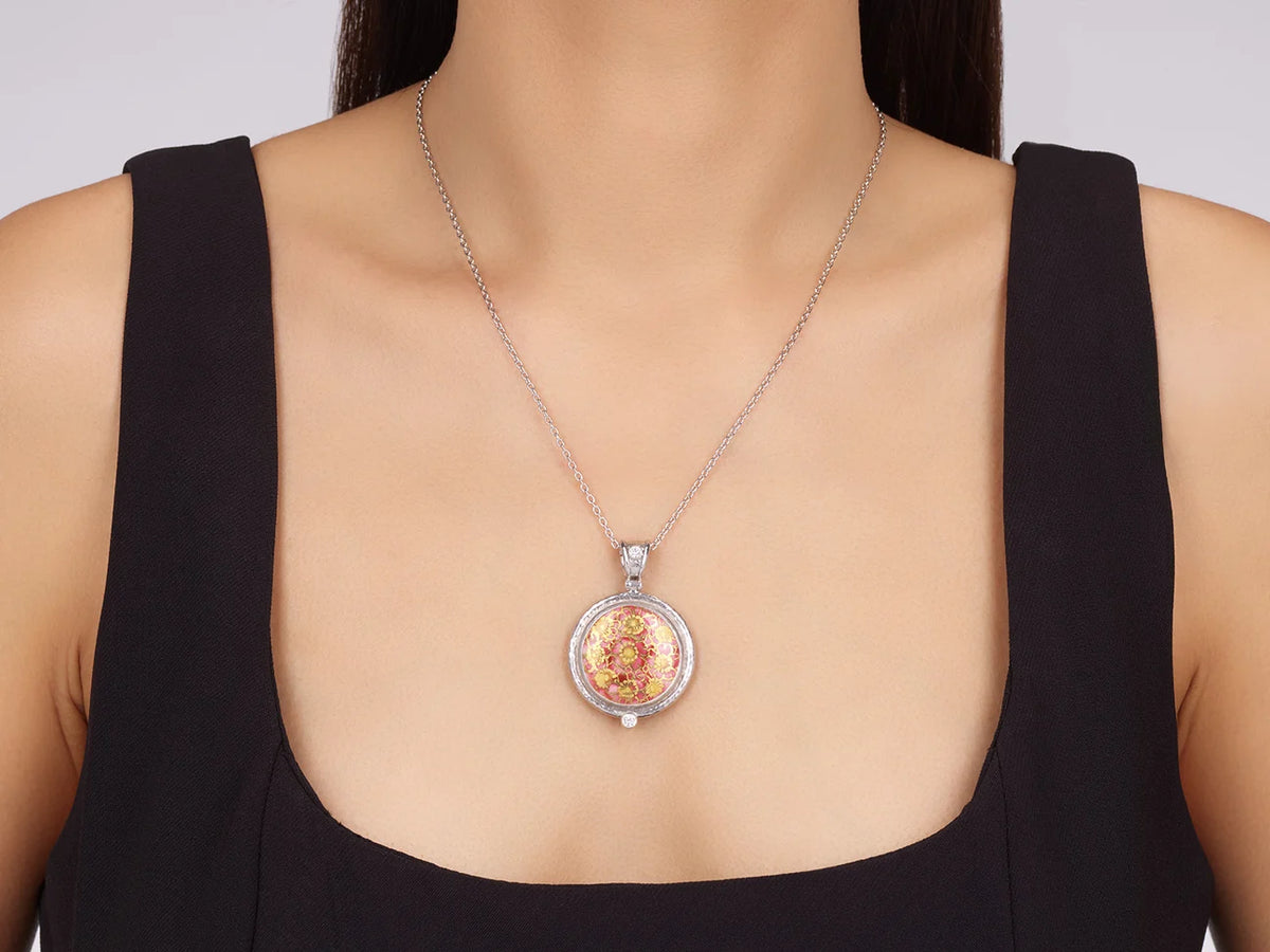 Antiquities One-of-a-Kind Couture Silver Japanese Satsuma Pendant Necklace