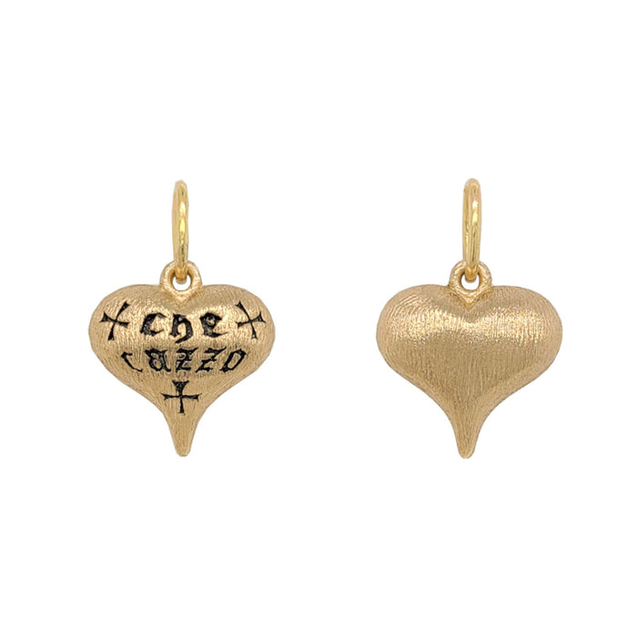 WTF Large Puff Heart Charm in Yellow Gold