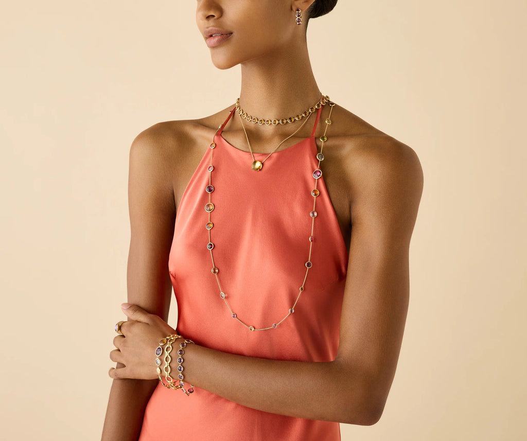 Jaipur Color Citrine Necklace in Yellow Gold