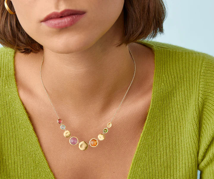 Jaipur Gemstone "Halfsie" Necklace in Yellow Gold