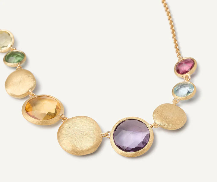 Jaipur Gemstone "Halfsie" Necklace in Yellow Gold