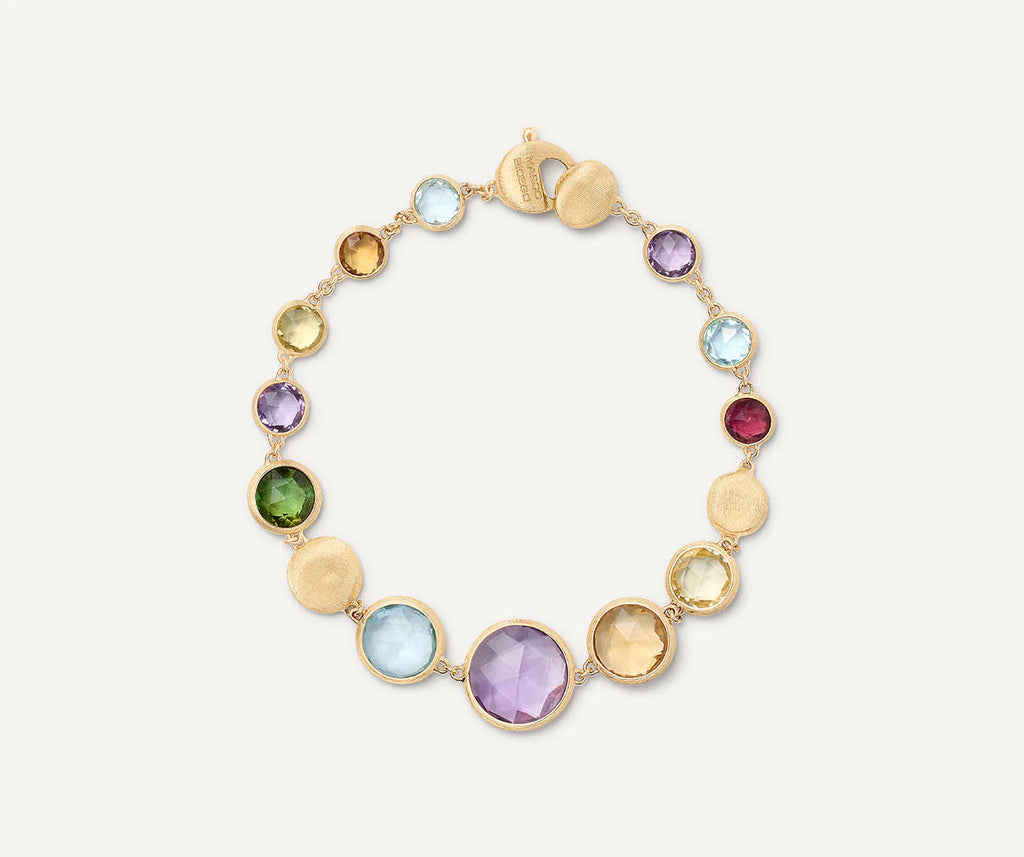 Jaipur Graduated Gemstone Bracelet in Yellow Gold