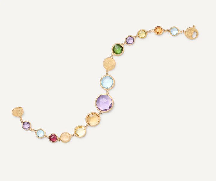 Jaipur Graduated Gemstone Bracelet in Yellow Gold