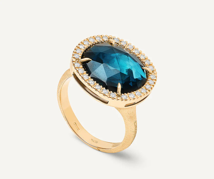 Jaipur London Blue Topaz Cocktail Ring in Yellow Gold