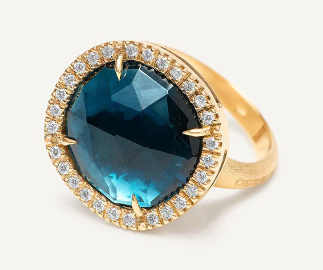 Jaipur London Blue Topaz Cocktail Ring in Yellow Gold